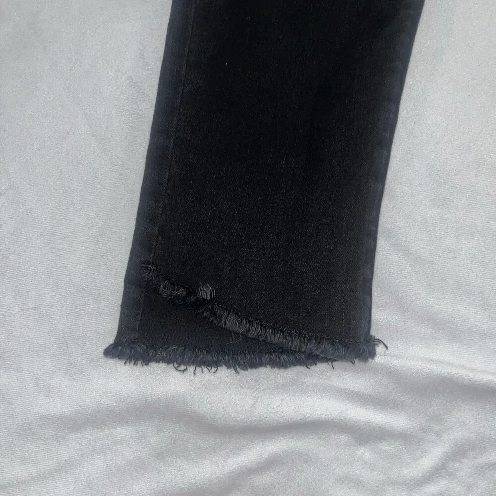 Sz 8 Democracy Ab Technology Gray Lightly Distressed Skinny Jeans W Frayed Hem